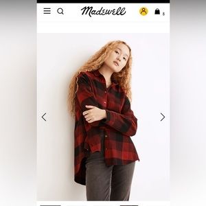 Madewell Plaid Flannel with Side Buttons, size M